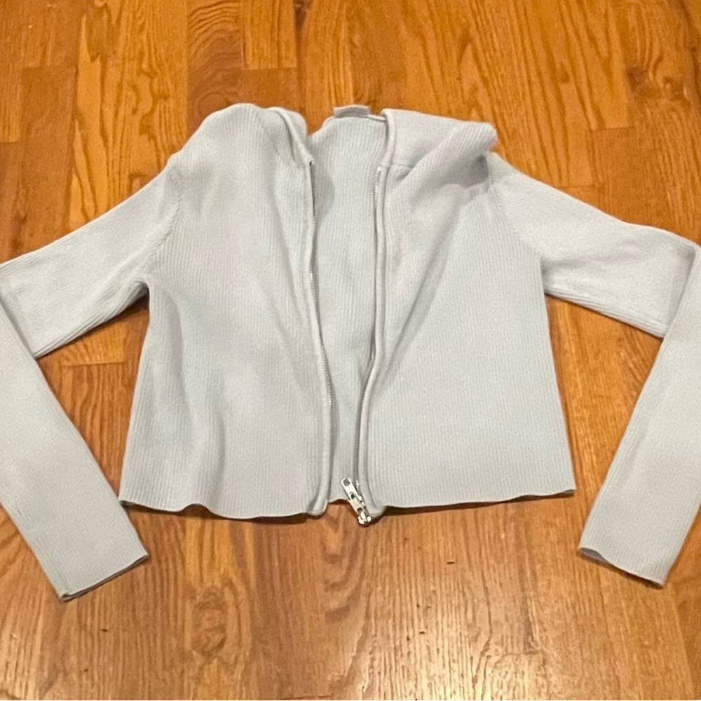 Light Blue Cropped Zip Up